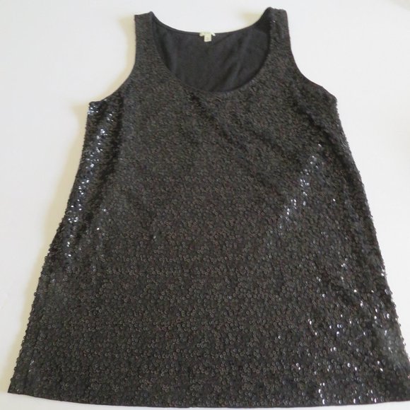 🎉🎉HPx4🎉🎉 J. Crew Black Sequined Tank Top, Scoop Neck - Size XL - EUC - Picture 3 of 6